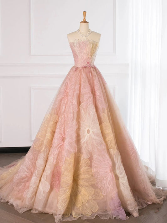 Robe de soirée longue en tulle à fleurs et col en cœur, jolie robe de bal, robe de soirée C3770