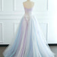 Pretty Ball Gown Spaghetti Straps Tulle Long Prom Dresses Party Gown Evening Dress C3773