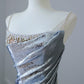 Pretty Mermaid Spaghetti Straps Sequin Blue Long Prom Dresses Party Evening Dress C3808