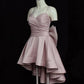 High Low Spaghetti Straps Short Pink Homecoming Dress Cocktail Dress C385