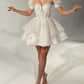 A-Line White Sheer Corset Short Sequin Homecoming Dress C394