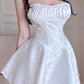 Sexy A line Strapless Short White Lace Homecoming Dress C398