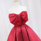 Red Satin Short Prom Dress Lovely Red Knee Length Homecoming Dress C399