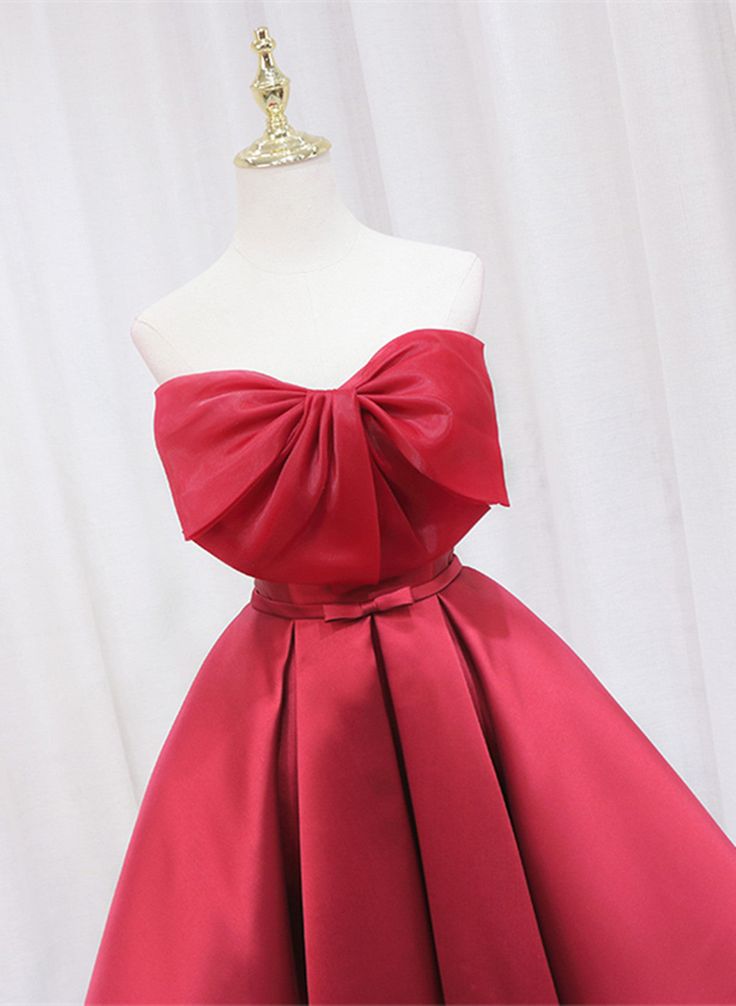 Red Satin Short Prom Dress Lovely Red Knee Length Homecoming Dress C399