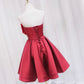 Red Satin Short Prom Dress Lovely Red Knee Length Homecoming Dress C399