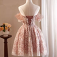 Cute Ball Gown Off The Shoulder Pink Lace Party Dress Homecoming Dresses C425