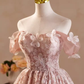 Cute Ball Gown Off The Shoulder Pink Lace Party Dress Homecoming Dresses C425