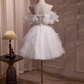 Cute Ball Gown Spaghetti Straps White Tulle Party Dress Homecoming Dresses C427