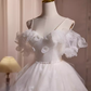 Cute Ball Gown Spaghetti Straps White Tulle Party Dress Homecoming Dresses C427