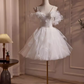 Cute Ball Gown Spaghetti Straps White Tulle Party Dress Homecoming Dresses C427