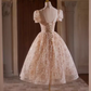 Elegant Ball Gown High Neckline Pink Tulle Party Dress Lace Homecoming Dresses C429