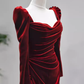 Sexy Mermaid Long Sleeves Burgundy Velvet Prom Dresses C42