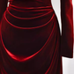 Sexy Mermaid Long Sleeves Burgundy Velvet Prom Dresses C42