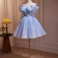 Elegant Ball Gown Off The Shoulder Tulle Party Dress Blue Homecoming Dresses C430