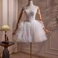 Elegant Ball Gown Spaghetti Straps Tulle Party Dress White Homecoming Dresses C431