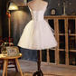 Elegant Ball Gown Straplesss Tulle Party Dress White Homecoming Dresses C432