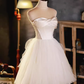 Elegant Ball Gown Straplesss Tulle Party Dress White Homecoming Dresses C432