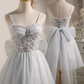 Elegant Ball Gown Straps Tulle Party Dress Gray Homecoming Dresses C433