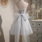 Elegant Ball Gown Straps Tulle Party Dress Gray Homecoming Dresses C433