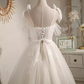 Elegant Ball Gown Straps Tulle Party Dress White Homecoming Dresses C434