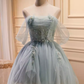 Robe de bal élégante, épaules dénudées, en Tulle, robe de soirée en dentelle, robes de bal, C437