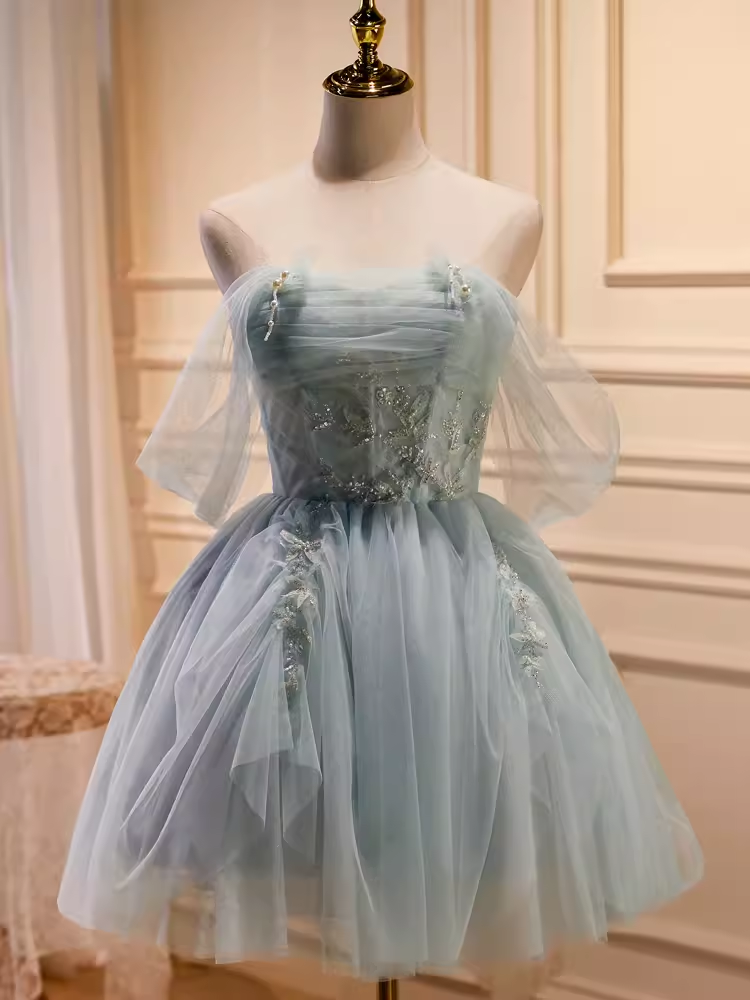 Robe de bal élégante, épaules dénudées, en Tulle, robe de soirée en dentelle, robes de bal, C437