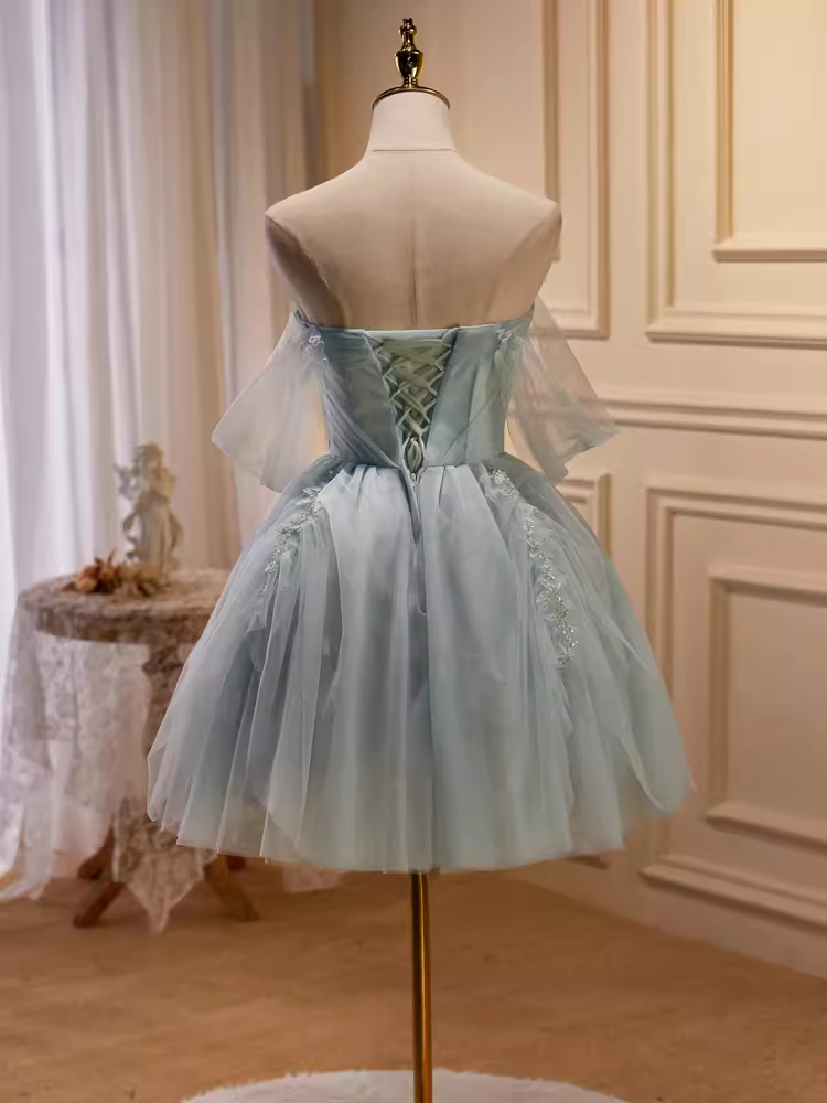 Robe de bal élégante, épaules dénudées, en Tulle, robe de soirée en dentelle, robes de bal, C437