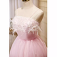 Elegant Ball Gown Spaghetti Straps Party Dress Pink Homecoming Dresses C438