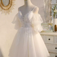 Elegant Ball Gown Straps Tulle Party Dress White Homecoming Dresses C440