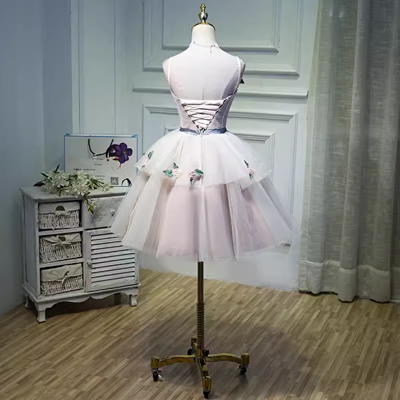 Robe de bal élégante à bretelles en Tulle, robe de soirée rose, robes de bal C441