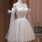 Robe de bal élégante à bretelles en Tulle, robe de soirée blanche, robe de soirée C445