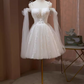 Elegant Ball Gown Straps Tulle Party Dress White Homecoming Dress C445