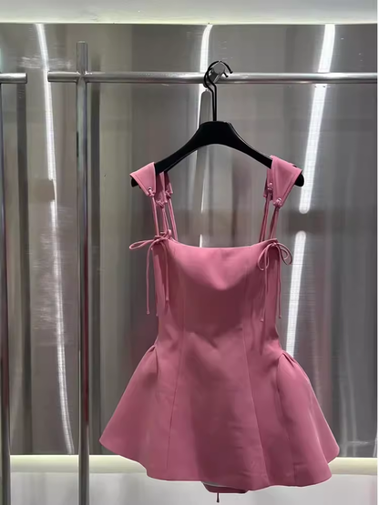 Robe d'anniversaire rose en Satin, Simple, bretelles trapèze, robes de soirée, C461