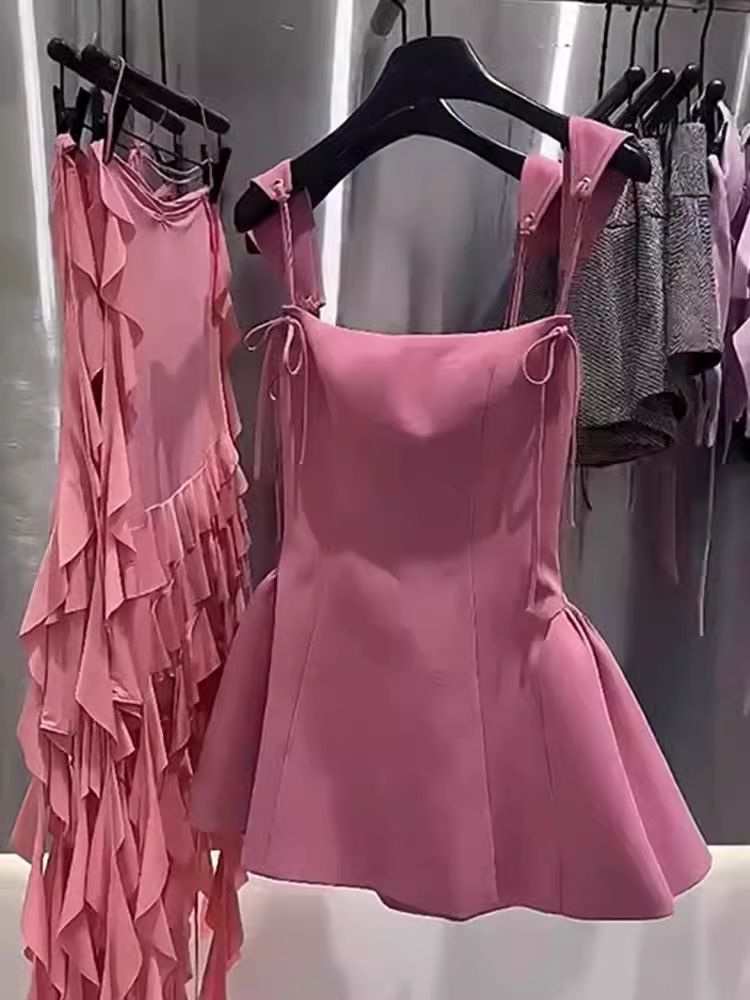 Robe d'anniversaire rose en Satin, Simple, bretelles trapèze, robes de soirée, C461