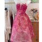 Simple A line Scoop Pink Birthday Dress Lace Homecoming Dresses C492