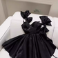 Robe d'anniversaire courte ligne A simple, robes de soirée noires, C499