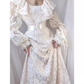 Vintage A line U Neckline Long Sleeves Lace White Wedding Dresses C511