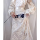 Vintage A line U Neckline Long Sleeves Lace White Wedding Dresses C511