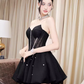 Robe de soirée courte noire Vintage, ligne A, sans bretelles, tenue de 19e anniversaire, C516