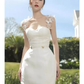 Simple A-Line Lace Short Prom Dress White Homecoming Dress C543