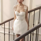 Simple A-Line Lace Short Prom Dress White Homecoming Dress C543