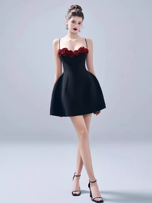 Elegant A Line Spaghetti Straps Satin 18th Birthday Dress Short Homecoming Dresses C545