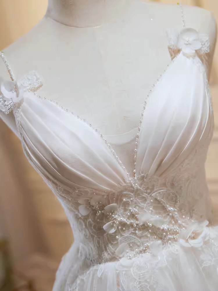 Robe d'anniversaire courte ligne A Simple, robes de soirée en dentelle blanche, C557