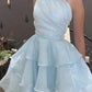 One Shoulder A Line Short Homecoming Dresses C558