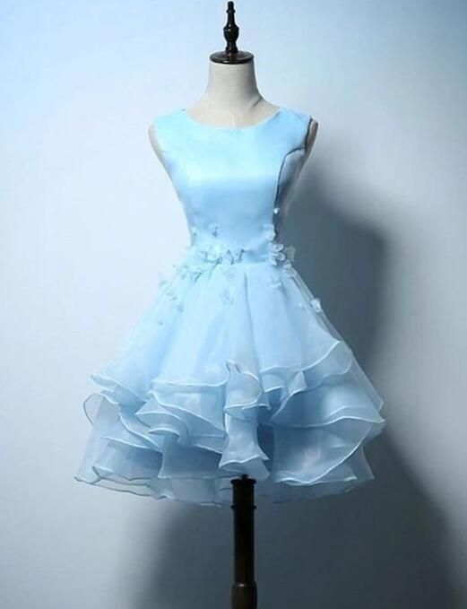 Light Blue Organza Short Homecoming Dress C559