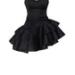 Chic Strapless Black Satin Short Prom Dresses Layered Black Homecoming Dresses C564