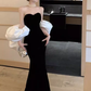 Sexy Mermaid Off The Shoulder Black Prom Dresses C56