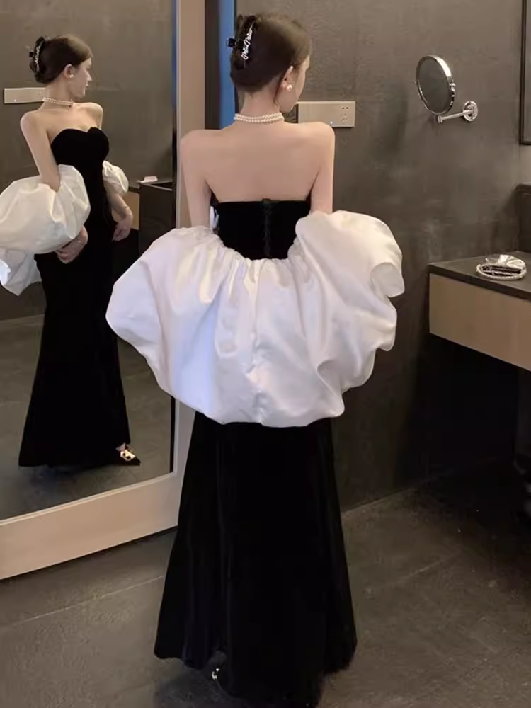 Sexy Mermaid Off The Shoulder Black Prom Dresses C56