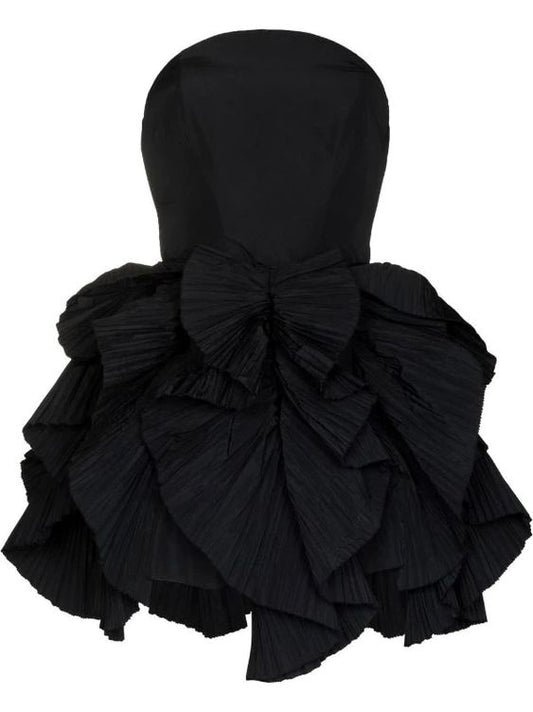 Unique Strapless Ruched Sleeveless Short Black Homecoming Dresses C572