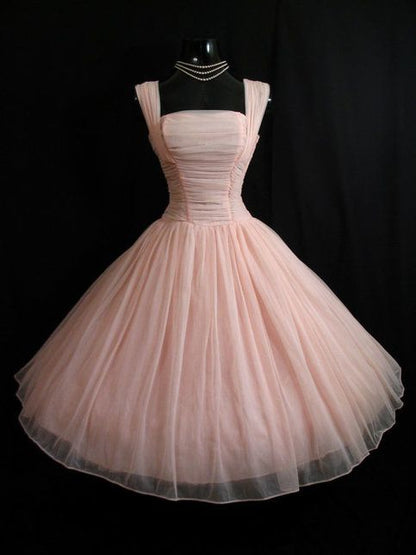 Superbe robe de soirée courte rose vintage des années 50 C581